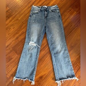Risen Jeans Womens 13/31 High Rise Straight Raw Hem Distressed Denim